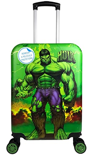 Mala De Bordo Infantil Pequena Hulk Viagem Mochila Escolar Rígida Rodinhas 360° Pequena ANAC Luxcel