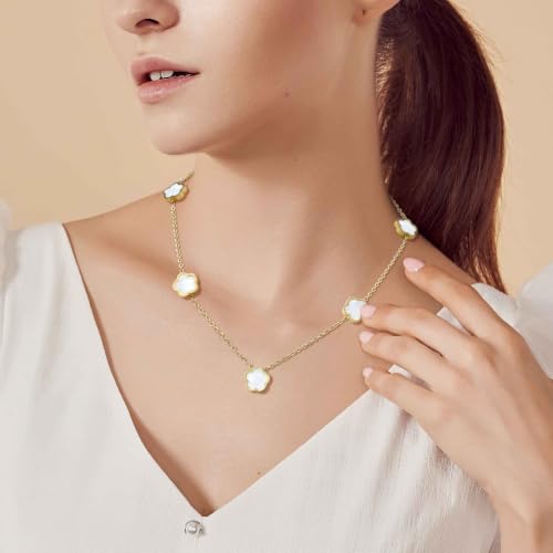 Feasnow Gold Jewelry Set Clover Bracelet Necklace Stud Earrings for Women by Feasnow - Used condition - Image 4