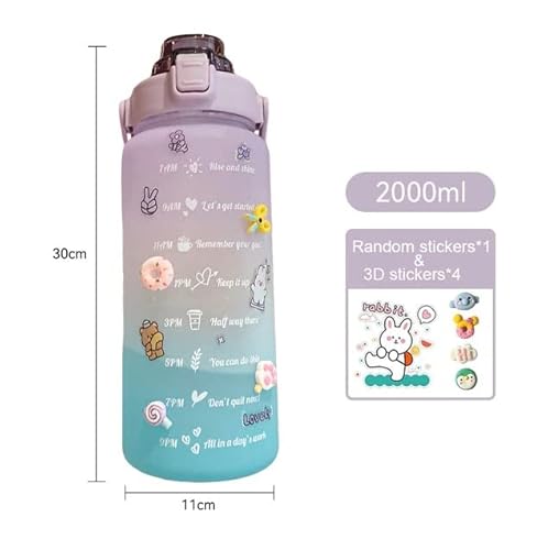 Garrafa Squeeze De Água para Academia 2litros Fitness Motivacional TIE DYE Cores com adesivos para p
