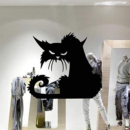 Coolayoung Black Cat Wall Sticker, 15 x 17inches DIY Halloween Removable Decal for Door Window Room Pary Decoration