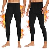 SIMIYA 2 Packs Mens Long Johns, Thermal Underwear for Men Soft Base Layer Mens Thermal Pants for Cold Weather
