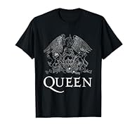 Queen Band Merchandise design. Official Licensed Bravado Queen Classic Crest Logo White T-shirt Lightweight, Classic fit, Double-needle sleeve and bottom hem