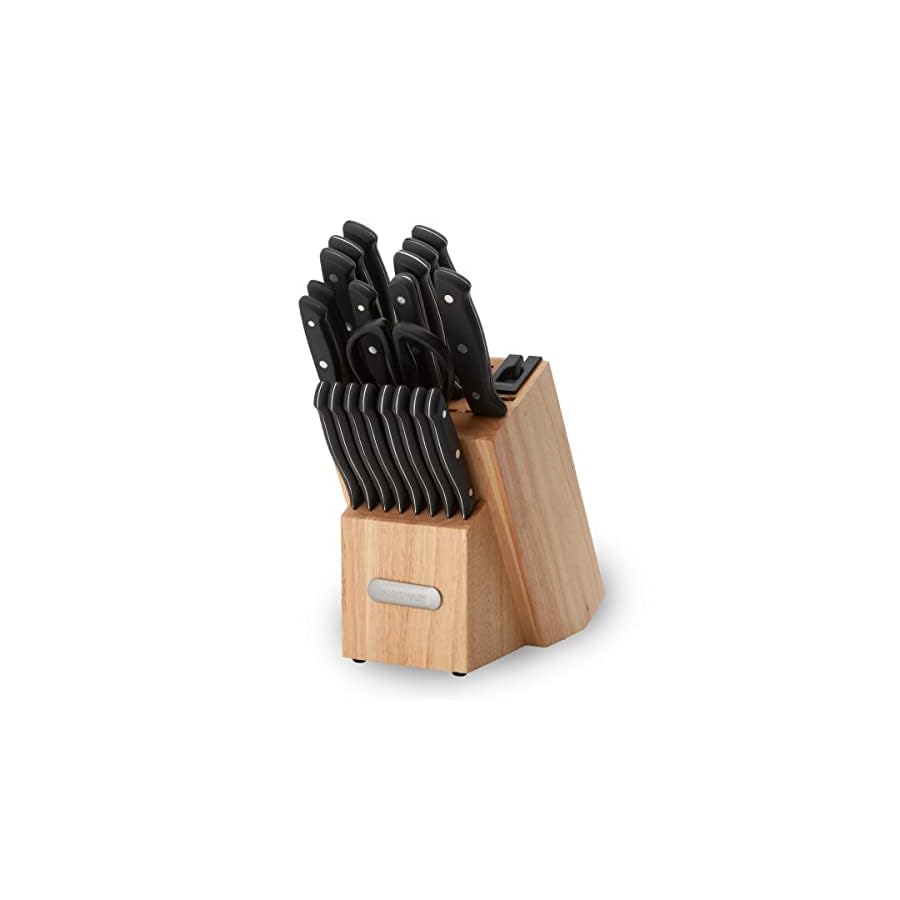 Farberware Edgekeeper Triple Riveted Knife Set, 21 Piece, Black