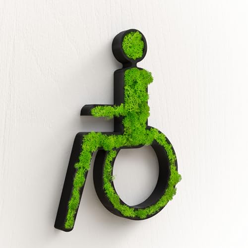 Cartel de puerta de baño accesible para discapacitados Musgo, cartel de baño, señal de WC, autoadhesivo, baño de invitados, imagen de musgo negro