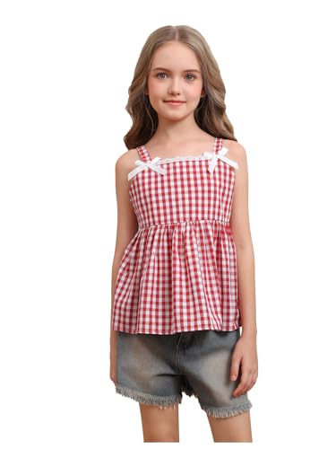 10 Best Girls Gingham Shirts That Are Perfect for Any Occasion 4 OYOANGLE Girl's Gingham Cami Ruffle Peplum Top