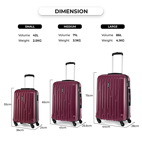 Image of Stony Brook by Nasher Miles Storm Hard-Sided Polycarbonate Check-in Luggage Wine Red 28 inch |75cm Trolley Bag