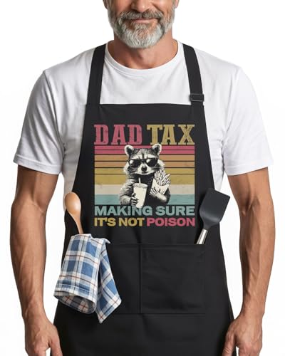 365RUSTIC Funny Dad Tax Aprons for Men, Raccoon BBQ Apron - Birthday, Father’s Day Grilling Gifts for Men, Dad, Husband