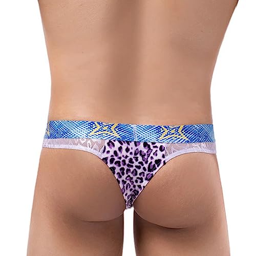 Men'S Lace Low Waist Thong Sexy Breathable T-Back Bikini Underwear