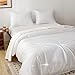 HeimenAogo Egyptian Cotton Duvet Cover Queen Size Sateen Weave, Silky Soft and Breathable Bedding Set with Zipper Closure, Long Staple Cotton Bed Linen Pure White 3Pcs (90