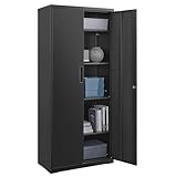 SONGMICS Meuble de Rangement Bureau, en Acier, Placard, 5 Niveaux, 40 x 80 x 180 cm, Doubles Portes,...