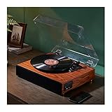 VINTAGE ESTÁ DE VUELTA EN EL ESCENARIO: la apariencia de madera maciza hace que este tocadiscos coexista con el sentido retro y el sentido de la moda, y está equipado con una cubierta antipolvo, para que no se preocupe por los problemas de limpieza. Es precisamente por este diseño puntero que este tocadiscos puede destacar.