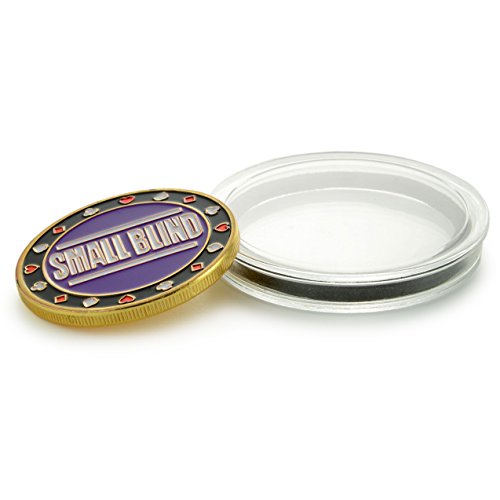 Ganzoo Poker-Button Set im Etui (Metall-Münzen), 1x Dealer Button, 1x small blind, 1x Big blind