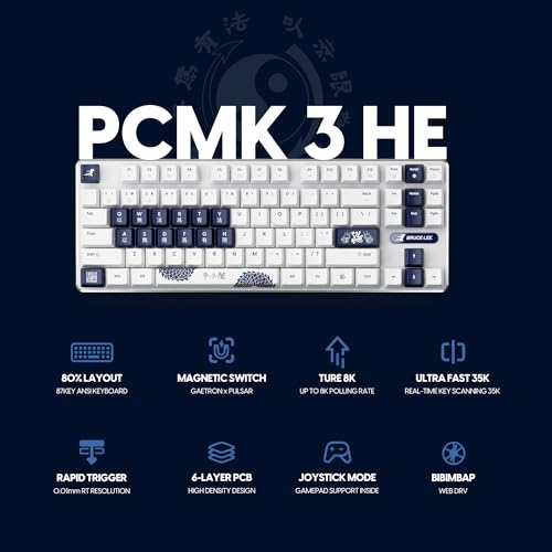 Image of Pulsar Gaming Gears PCMK3 HE 80% (87 Keys) TKL Gaming Keyboard, Hall Effect Magnetic Switch, 8K Polling, Hot-Swappable, RGB, PBT Keycaps (Bruce Lee 85th Edition)