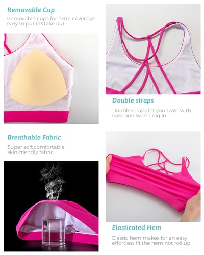 Image of RUNNING GIRL Sports Bras for Women,Padded Sports Bra Tank Top Sexy Crisscross Back High Impact Longline Workout Yoga Bra