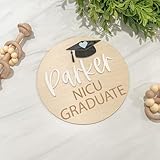 Personalized Wooden NICU Graduate Sign, Round Baby Name Plaque, Hospital Birth Announcement Decor