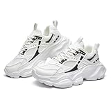 SPWAGYM Men's Running Walking Sneakers Casual Athletic Shoes Chunky Trainers Fashion Sneakers for Men White Size 9