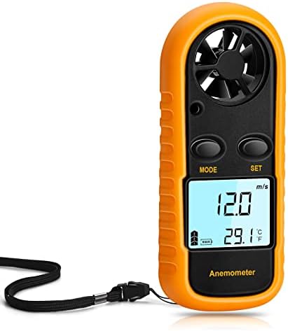 Anemometer Handheld, Light Weight Digital Wind Speed Meter, Wind Speed Temperature Gauge with Digital LCD Display for Kite Flying, Meteorology, Fishing, Surfing