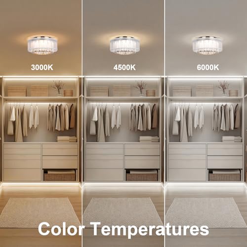 Flush Mount Ceiling Light - Crystal Ceiling Light Fixture, Ceiling Light Fixture with 2-Layer Crystal Shade Drum Modern Lights Ceiling Mount for Bedroom Living Room Kitchen Hallway (1Pack, 11.8 Inch) — view 3