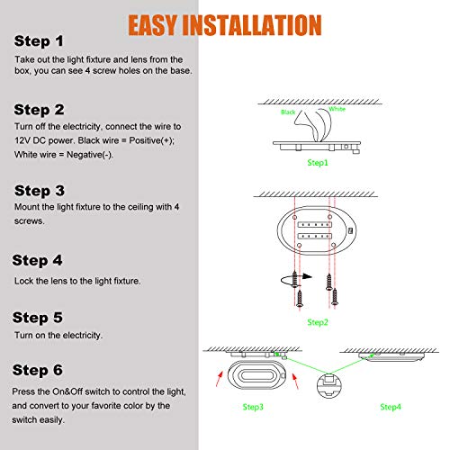 Facon Led Pancake Dome Light Puck Light Cabinet Light On&Off Switch, 12V Dc Rv Interior Light For Rv Motorhomes Camper Caravan Trailer Boat #TOP6