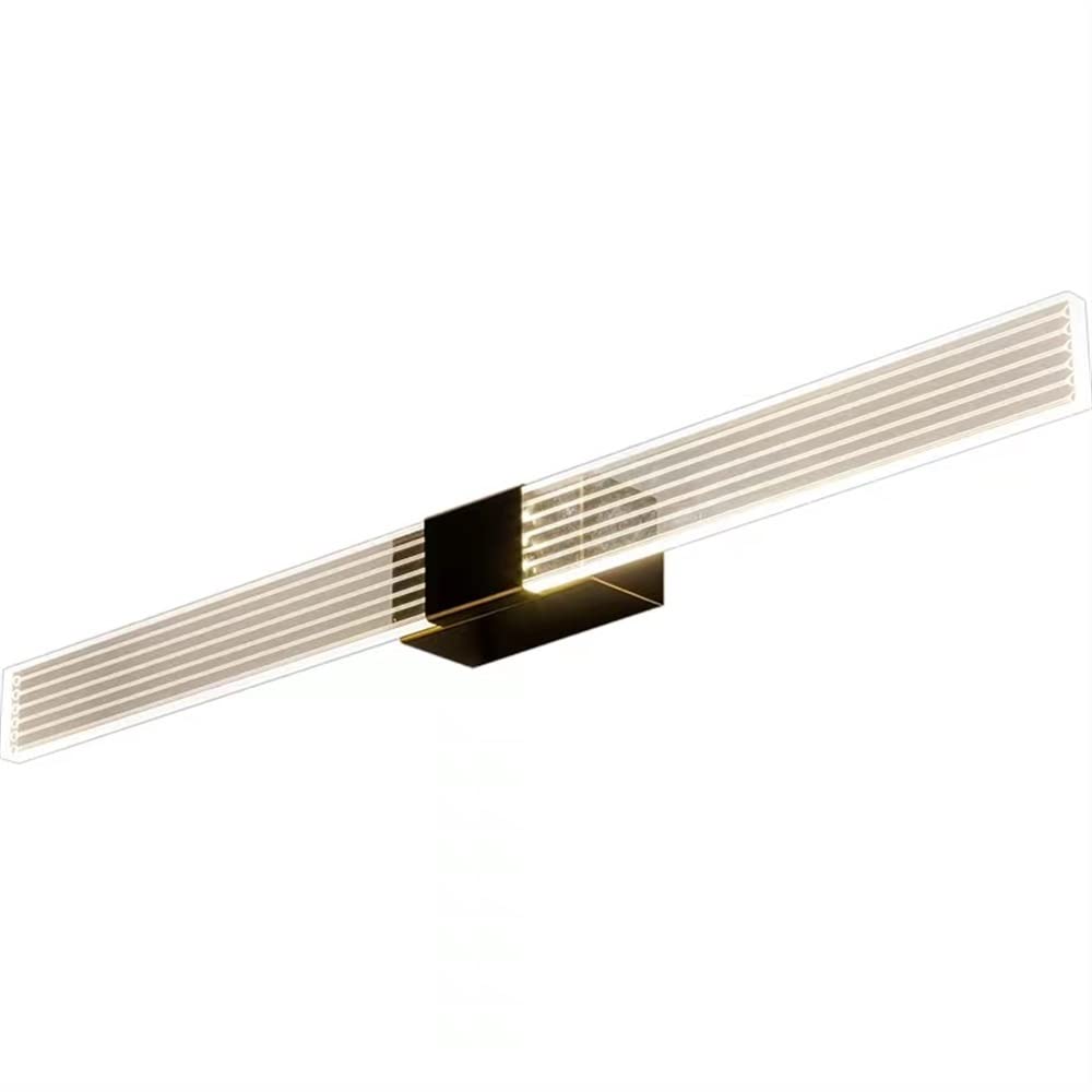 HCZKIUJY Modern Long Strip Acrylic Wall Light Lamp, Minimalist Indoor Decor Copper Finish Wall Sconce for LED Bedroom Bathroom Light Fixture Lámpara de Pared (Black-35cm)