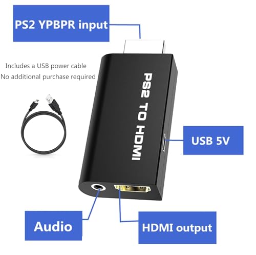 Image of PS2 to HDMI Converter Adapter with 3.5mm Audio Output for HDTV Monitor - Supports All PS2 Display Modes AE-313GA