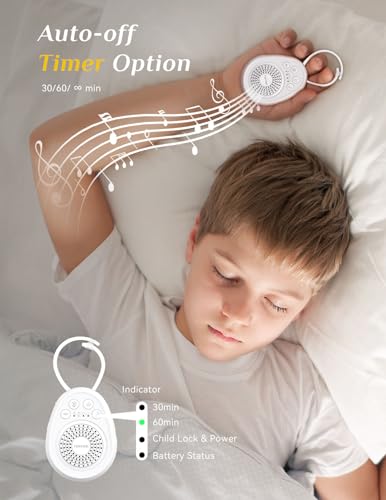 White Noise Machine, Portable Sound Machine for Sleep Travel 30 Soothing Sounds for Baby Adults with 32 Volume Levels Timer Child Lock Memory Noise Canceling for Home Office Privacy - Image 5