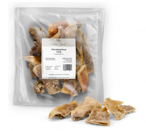 LuckyChef KnabberSpaß Pferdekopfhaut 250 g naturbelassener Kauartikel für Hunde hypoallergen & proteinreich langanhaltender Kauspaß ohne Zusatzstoffe 100% Pferd