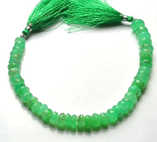 Chrysoprase verte naturelle de qualité supérieure en perles rondelles facettées haut de gamme