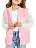 Haloumoning Girls Sherpa Fleece Vest Kids Fall Winter Full Zip Fuzzy Outerwear Jacket with Pockets 5-14Y