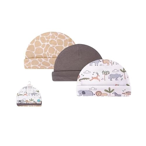 Hudson Baby Unisex Baby Caps, Mittens and Socks Set, Safari, 0-6 Months