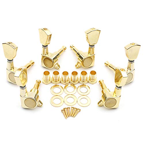 Swhmc 6Pcs Gold 3L3R Chrome Tuning Key Peg, Guitar Parts 3 Left 3 Right Tuners, Guitar String Tuning Pegs Machine Head Tuners For Acoustic Or Electric Guitar #TOP27