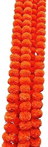 Zam ZAMFONY Artificial Marigold Garlands Orange - use in House Parties Diwali Ganesh Fest Decor, Parties, Weddings, Indian Themed Event, Home Decors 4.5ft long (Pack of 5) (ORANGE) (Zam0000084)