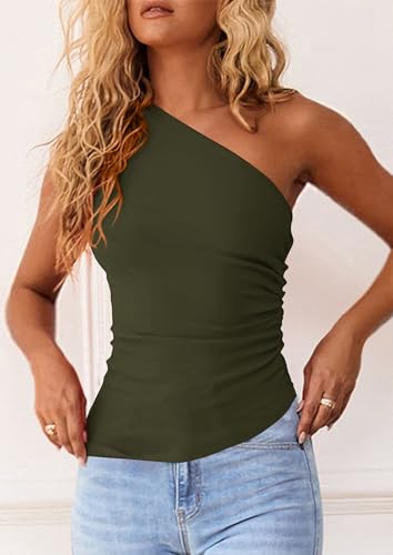 Image of PRETTYGARDEN One Shoulder Summer Tops for Women