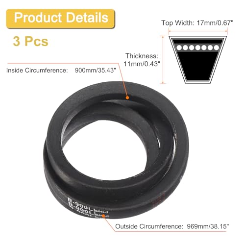 Image of uxcell 3pcs B36 Classic Wrapped V-Belt, 38 inch Outer Circ B Profile V-Belt