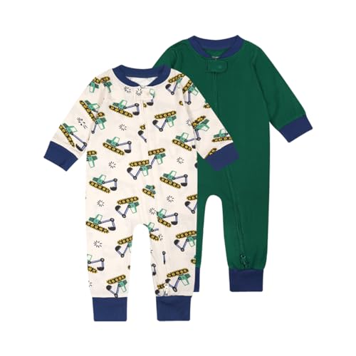 Image of Teach Leanbh Baby Boys Girls 2 Pack Bamboo Viscose Pajamas 2 Way Zipper Long Sleeve Footless Romper Sleep and Play