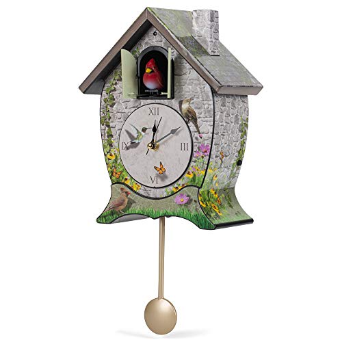 Mark Feldstein & Associates CKGC Mark Feldstein Garden Cottage Singing Cardinal Tabletop Wall Sound Cuckoo Clock 14X10 thumb #3
