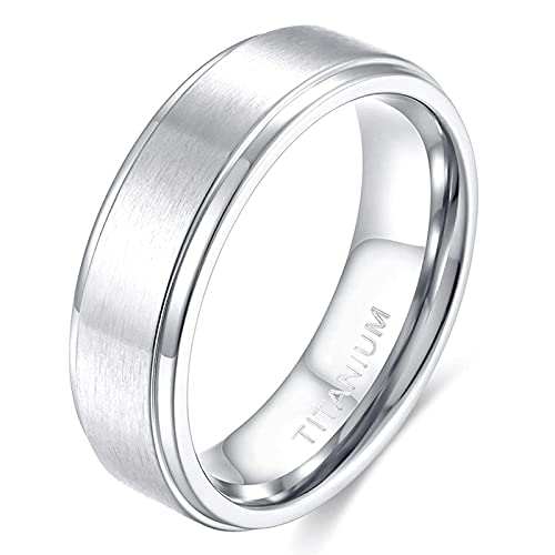 Zakk Bague de fiançailles en titane pour homme et femme - En argent brossé - 4 mm, 6 mm, 8 mm (6mm,62 (19.7))