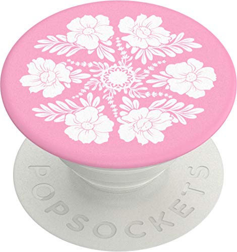 PopSockets PopGrip - Expanding Stand and Grip with a Swappable Top for Smartphones and Tablets - Not your Grandmas Doily Pink