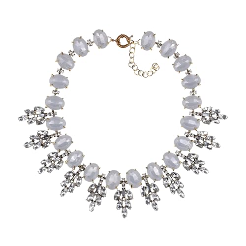 14K Yellow Gold Colorful Beaded Necklace For Women Crystal Rhinestone Collar Choker Necklace Statement Maxi Big Bib Necklace Beads Chain Chunky Statement Necklace, Bib Necklace For Women4