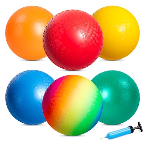 U&C Planet Confezione da 6/12 palloni da gioco da 8,5 pollici Set di palloni da calcio Palla prigioniera con pompa Gaga Ball Pallamano Soft Boucy Balls Bambini Palle arcobaleno