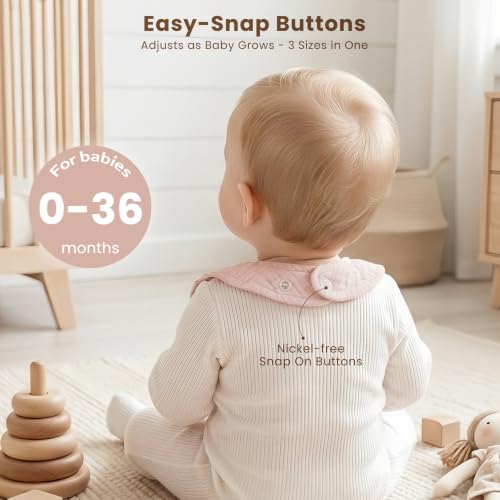 Image of Konssy 3-Pack Muslin Baby Girl Bibs, 100% Cotton with Ruffle Trim