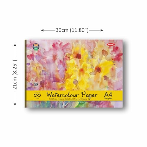 Image of anupam Water Color Pad - A4, 200 GSM, 20 Sheets, White, (Model: water Colour paper)