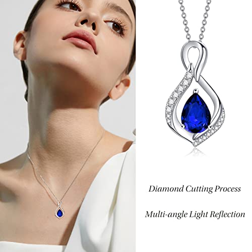 Aeneas Sapphire Necklace Sterling Silver September Birthstone Necklace Infinity Sapphire Pendant Jewelry Birthday Gifts For Women #TOP4