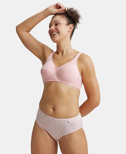 Image of Jockey ES13 Women Wirefree Non Padded Super Combed Cotton Elastane Stretch Full Coverage Plus Size Bra with Side Panel Support