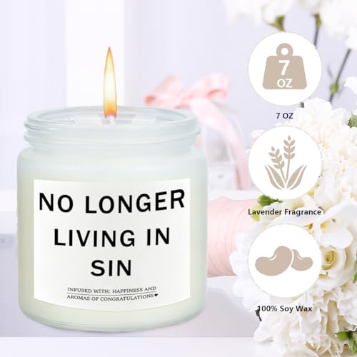 Image of Engaged Gifts Engagement Gifts for Couples Her Engagement Party Decorations | Gift for Couple Wine Bag Scented Candles Set Pairs Well with Getting Engaged Wine Bag No Longer Living In Sin