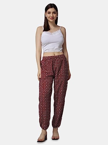 Image of POPWINGS Casual Printed Joggers for Summer || Stylish Women Joggers for Summer || Loose-Fit Pull On Joggers for Women || Women Joggers Pants for Summer