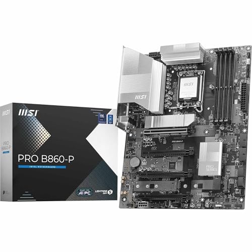 MSI Pro B860-P Carte mère, ATX - pour processeurs Intel Core Ultra (série 2), LGA 1851 - DRPS 12 Phases, Mémoire DDR5 (8600+MT/s OC), PCIe 5.0 x16 & 4.0...