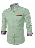 Meilicloth Hemd Herren Langarm Jeanshemd Herren Cowboy-Style Langarmhemd Denim Shirt Freizeithemd Herren Business Casual Männer Westernhemd Kent-Kragen Regular Fit Hellgrün M