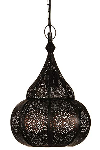 Orientalische Lampe Pendelleuchte Ilham Schwarz 40cm E27 Lampenfassung | Marokkanische Design Hängeleuchte Leuchte aus… – Bild 5