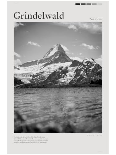 Poster voyage Grindelwald Suisse photo noir et blanc A2 déco